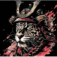 Картина за номерами Strateg ПРЕМІУМ Векторна ілюстрація тигра-самурая на чорному фоні розміром 40x40см AV4040-61