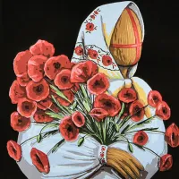 Картина за номерами Strateg ПРЕМІУМ Маковія на чорному фоні з лаком розміром 40x40см AV4040-91