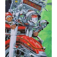 Картина за номерами Strateg ПРЕМІУМ Фото Harley з лаком розміром 40x50см SY6706