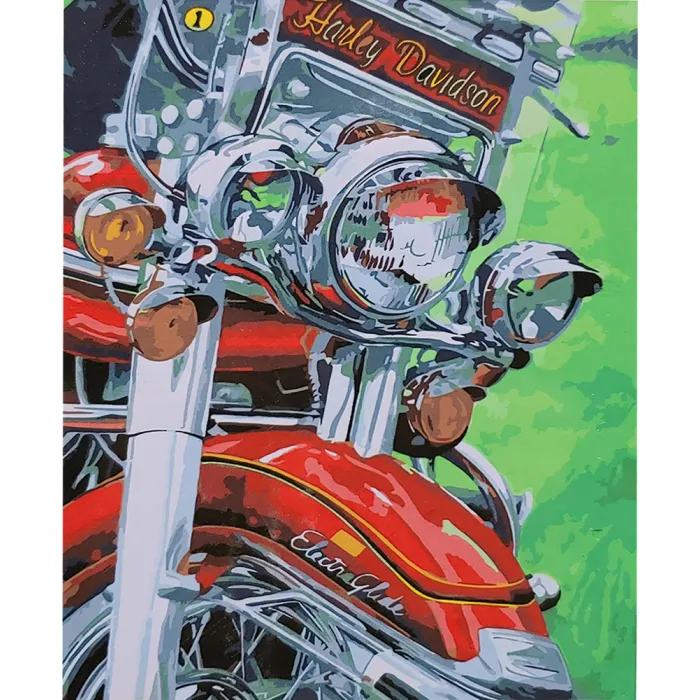 Картина за номерами Strateg ПРЕМІУМ Фото Harley з лаком розміром 40x50см SY6706