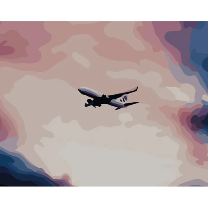 Картина за номерами Strateg ПРЕМІУМ Літак у небі з лаком розміром 40x50см GS803