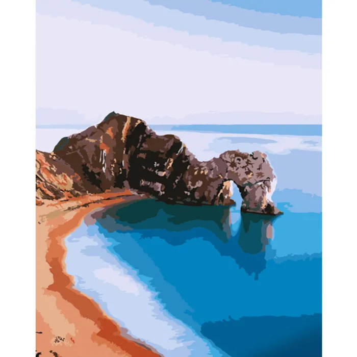 Картина за номерами Strateg ПРЕМІУМ Скала Durdle Door розміром 40x50см GS711
