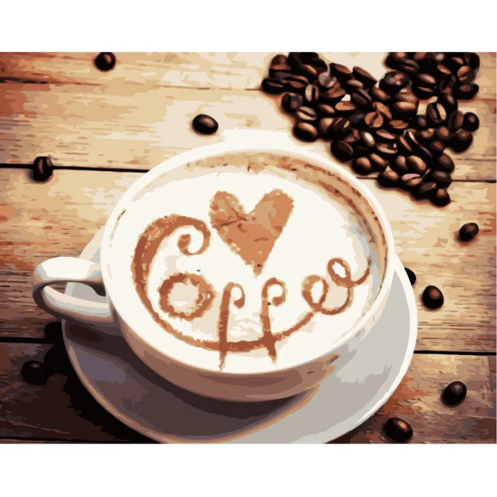 Картина за номерами Strateg ПРЕМІУМ Coffee з лаком розміром 40x50см VA-1964