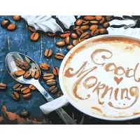 Картина за номерами Strateg ПРЕМІУМ Кава. Good Morning розміром 40x50см GS099
