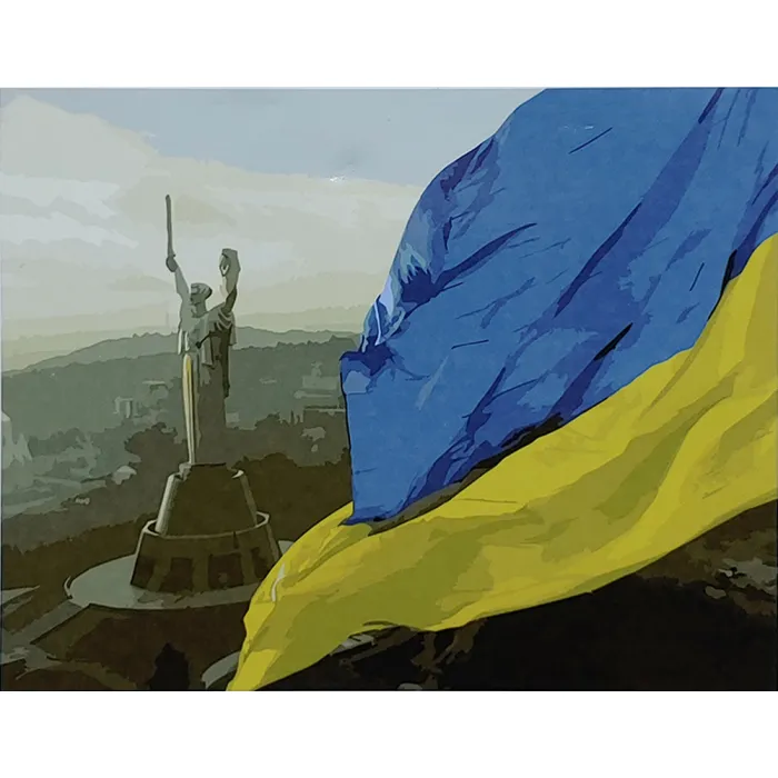 Картина за номерами Strateg ПРЕМІУМ Батьківщина Мати з лаком розміром 40x50см SY6935