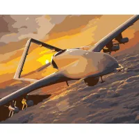 Картина за номерами Strateg ПРЕМІУМ Байрактар серед хмар розміром 40x50см DY260