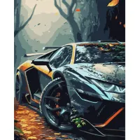 Картина за номерами Strateg ПРЕМІУМ Спортивна машина з лаком та з рівнем розміром 40x50см GS1345