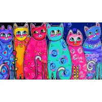 Картина за номерами Strateg Різнокольорові котики розміром 50х25см WW182