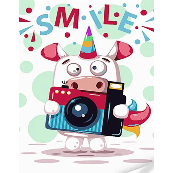 Картина за номерами Strateg ПРЕМІУМ Smile з лаком та з рівнем розміром 30x40см SS1068