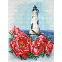 Алмазна мозаїка "Маяк з півоніями" ©Анна Кулик AMO7552 Ідейка 30x40 см