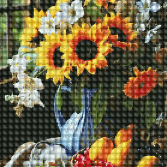 Алмазна мозаїка "Натюрморт із соняшниками" ©art_selena_ua AMO7867, 40x50см