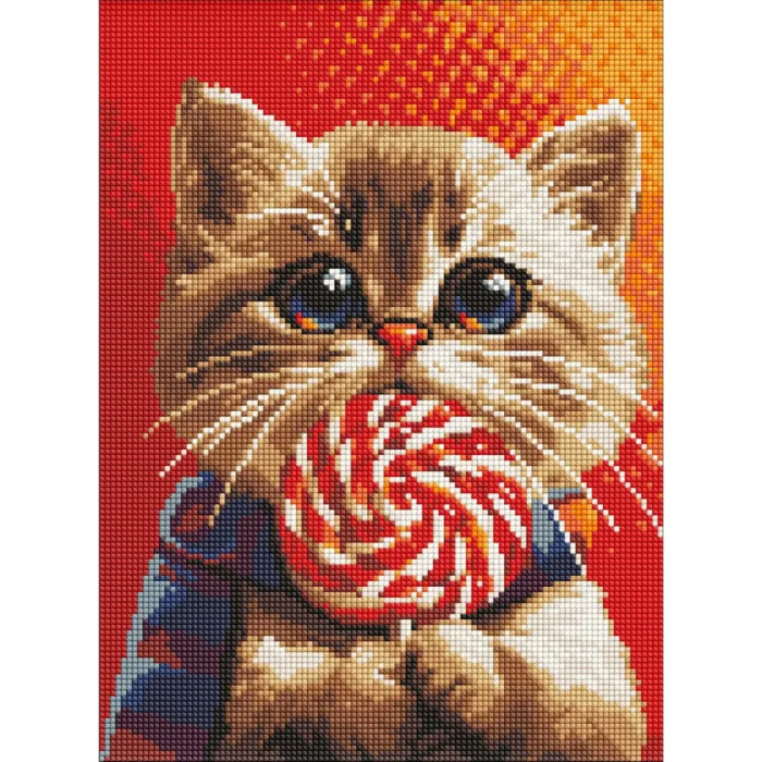 Алмазна мозаїка "Котик із цукеркою" AMO7976 30x40 см