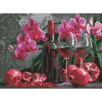 Алмазна мозаїка "Вино та орхідеї" AMO8118, 30x40 см