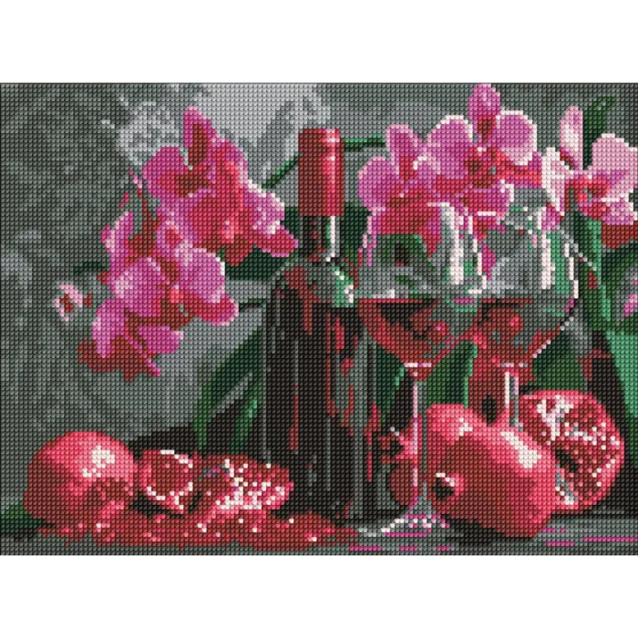 Алмазна мозаїка "Вино та орхідеї" AMO8118, 30x40 см