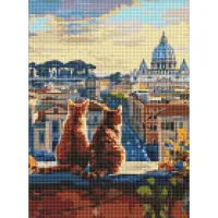 Алмазна мозаїка "Котики в Римі" AMO8146, 30x40 см