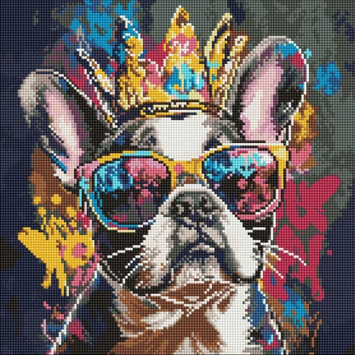 Алмазна мозаїка "Яскравий бульдог" ©art_selena_ua AMO8205, 40x40 см