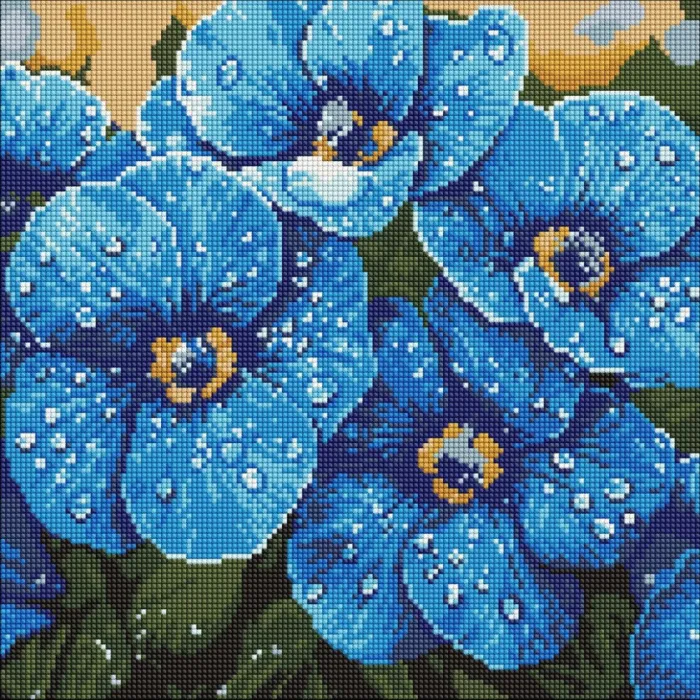 Алмазна мозаїка "Фіалки в росі" ©art_selena_ua AMO8228, 40x40 см