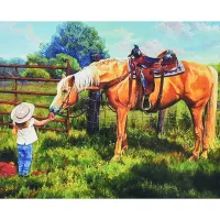 Алмазна мозаїка "Кінь і маленька принцеса" HEG88139, 30x40 см