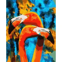 Картина за номерами "Помаранчеві фламінго" Ідейка KHO4261 40x50см