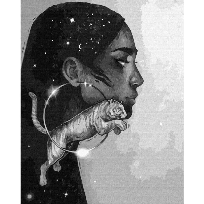 Картина за номерами"Сузір'я тигра з фарбами металік" ©lesya_nedzelska_art Ідейка KHO4970 40x50 см