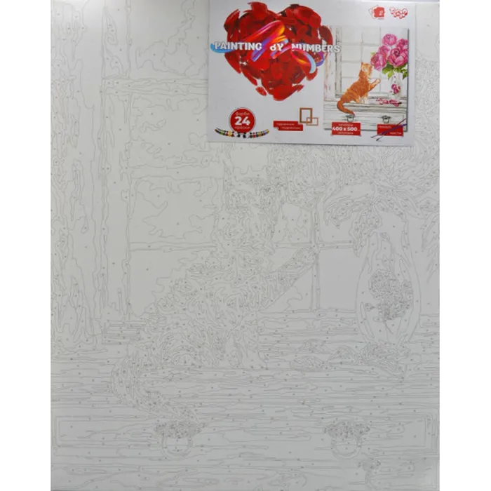 Картина за номерами "Кіт з квітами" Danko Toys KpNe-40x50-02-08 40x50 см