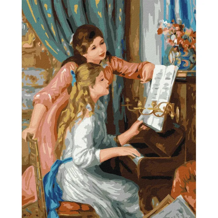 Картина за номерами "Дві дівчини за фортепіано" ©Pierre-Auguste Renoir Ідейка KHO2664 40x50 см