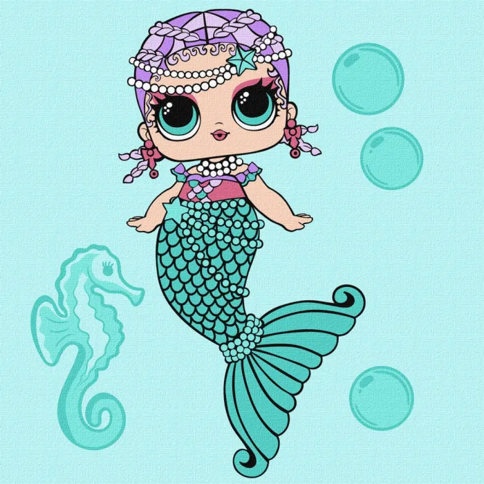 Картина за номерами "L.O.L. Surprise! Mermaids Merbaby" KHO6262, 40x40 см