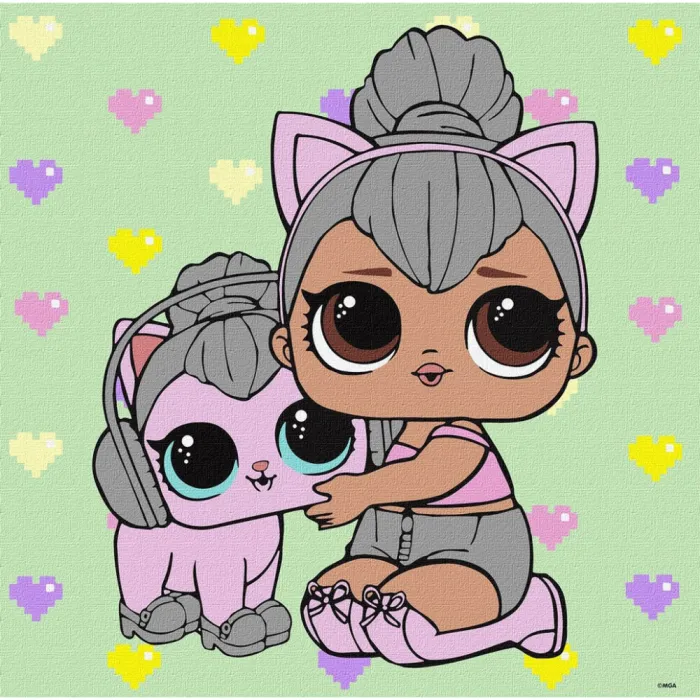 Картина за номерами "L.O.L. Surprise! TroopSurprise Kitty Queen With Kitty Kitty" KHO6290, 40x40см 