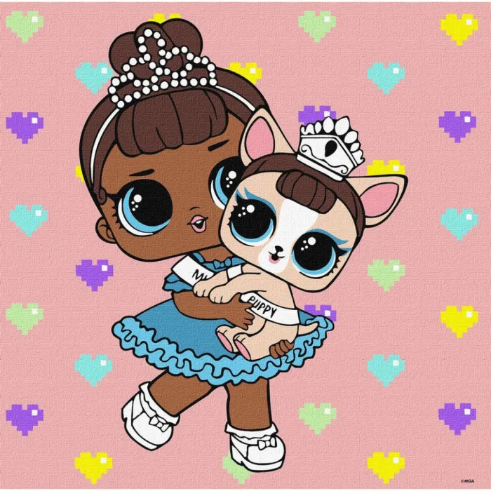 Картина за номерами "L.O.L. Surprise! TroopSurprise Miss Baby With Miss Puppy" KHO6291, 40x40см 