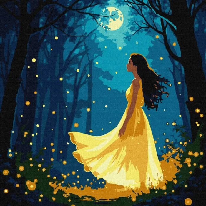 Картина за номерами "Дівчина серед світлячків" ©art_selena_ua KHO8576, 30x30 см
