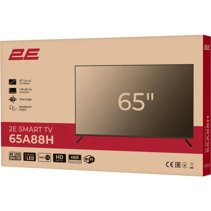 Телевізор 65" 2E MiniLED 4K 60Hz Smart WebOS Black 2E-65A88H