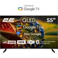 Телевізор 55" 2E QLED 4K 60Hz Smart Google TV Black 2E-55A77Q