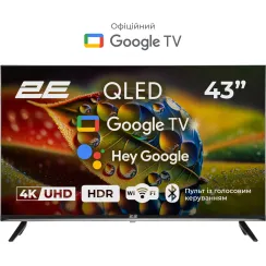 Телевізор 43" 2E QLED 4K 60Hz Smart Google TV Black 2E-43A77Q