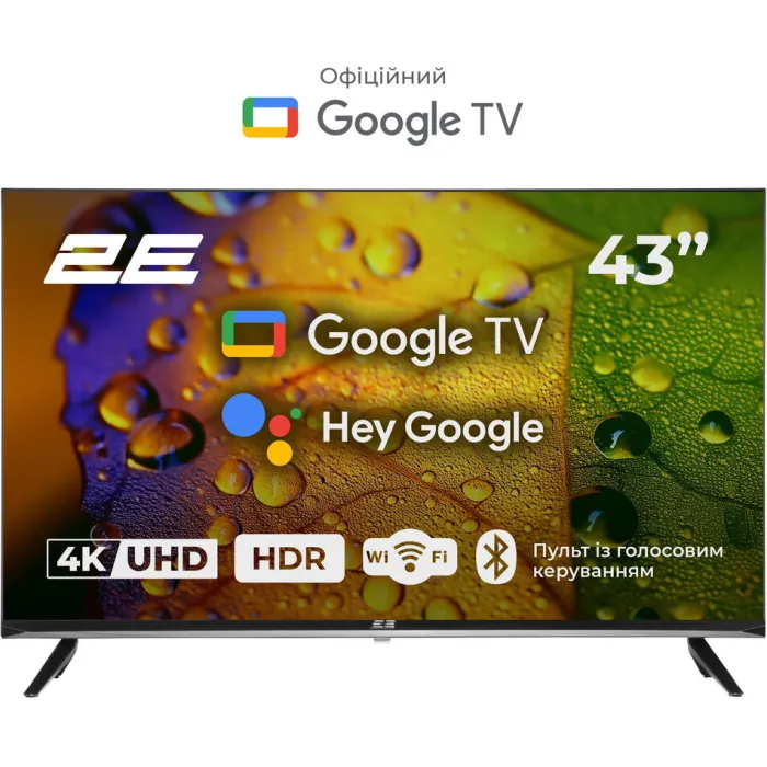 Телевізор 43" 2E LED 4K 60Hz Smart Google TV Black 2E-43A07KU