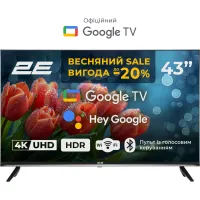 Телевізор 43" 2E LED 4K 60Hz Smart Google TV Black 2E-43A07KU