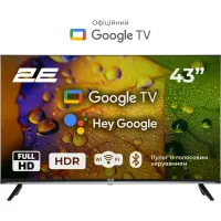 Телевізор 43" 2E LED FHD 60Hz Smart Google TV Black 2E-43A07KF