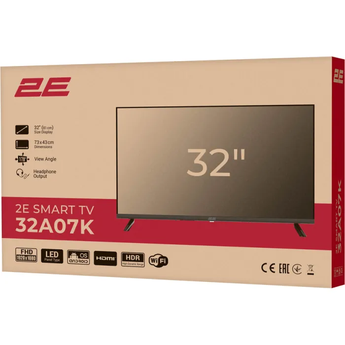 Телевізор 32" 2E LED FHD 60Hz Smart WebOS Black 2E-32A07KW