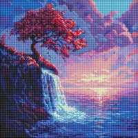 Алмазна мозаїка Сакура в потоці ©art_selena_ua AMO8210, 40x40 см