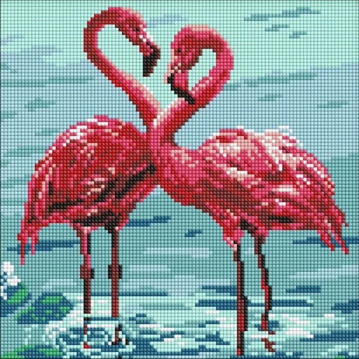 Алмазна мозаїка Яскраві фламінго ©art_selena_ua AMO8261, 30x30 см