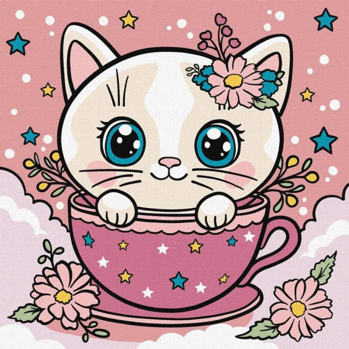 Картина за номерами Квіткова чашка ©art_selena_ua KHO6279, 25x25cм