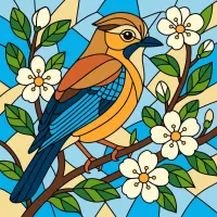 Картина за номерами Вітраж Сойка ©art_selena_ua KHO6789, 30x30 см