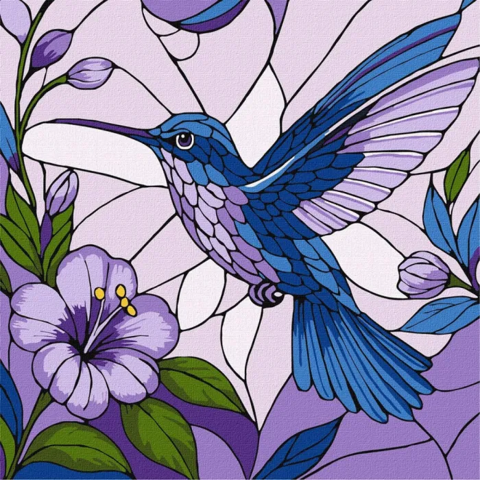 Картина за номерами Вітраж Колібрі ©art_selena_ua KHO6790, 30x30 см
