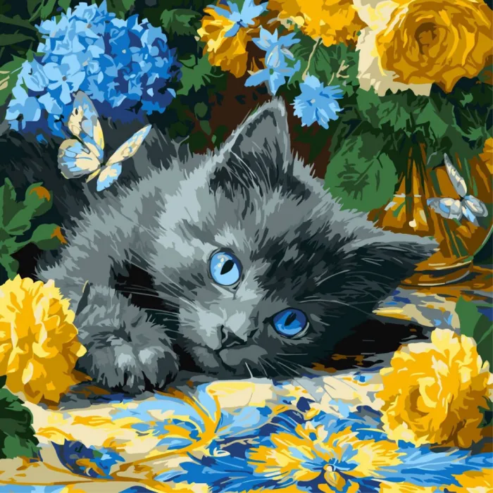 Картина за номерами Кошення блакитнооке ©art_selena_ua KHO6795, 40x40 см