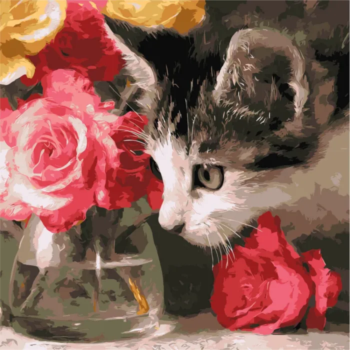 Картина за номерами Пухнастий дослідник ©art_selena_ua KHO6804, 40x40 см