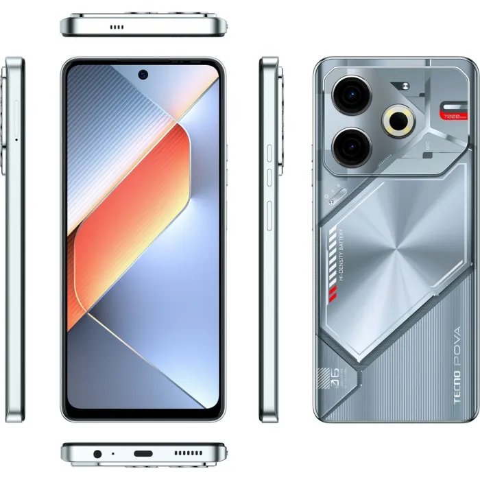 Смартфон TECNO POVA 6 NEO (LI6) 6.78" 8/128ГБ, 2SIM, 7000мА•год, Starry Silver 4894947023620