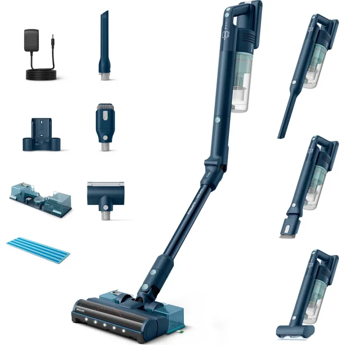 Пилосос Philips безпровідний Flex Series 5000, вологе прибирання, конт пил -0.27л, автон. робота до 60хв, PowerCyclone 10, сіро-зелений XC5244/10