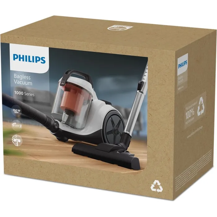 Пилосос Philips безмішковий Series 1000, 750Вт, конт пил -1.3л, вага-3.5кг, Super Clean Air, білий XB1111/10