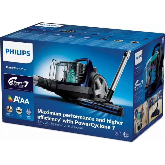 Пилосос Philips контейнерний 5000 series, 900Вт, конт пил -1,5л, НЕРА, турбощітка, синій FC9556/09