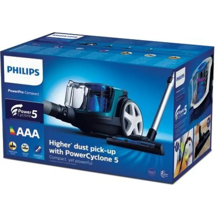 Пилосос Philips контейнерний 3000 series , 900Вт, конт пил -1,5л, НЕРА, турбощітка, чорно-зелений FC9334/09