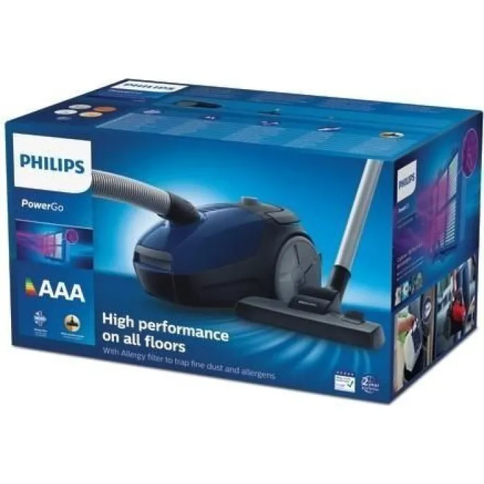 Пилосос Philips мішковий PowerGO, 750Вт, 3л, НЕРА, синій FC8240/09